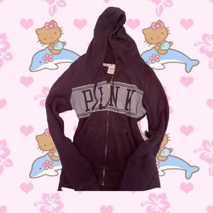 🎀y2k victoria’s secret PINK black zip up jacket🎀